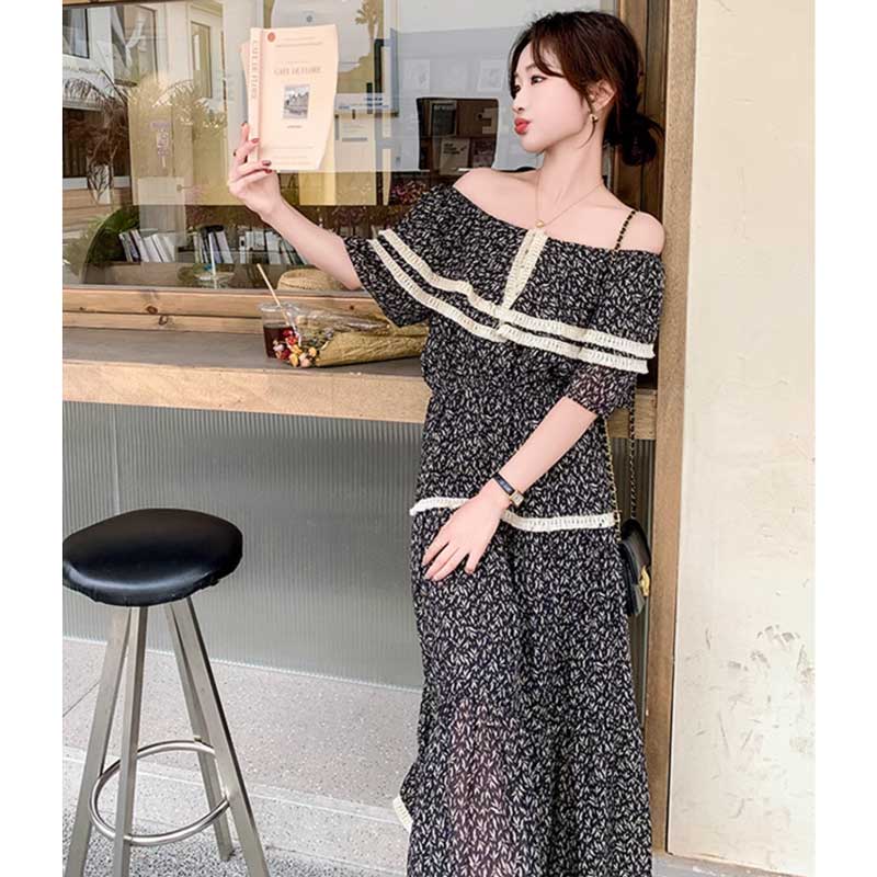 【即納】オフショルダーティアードワンピース