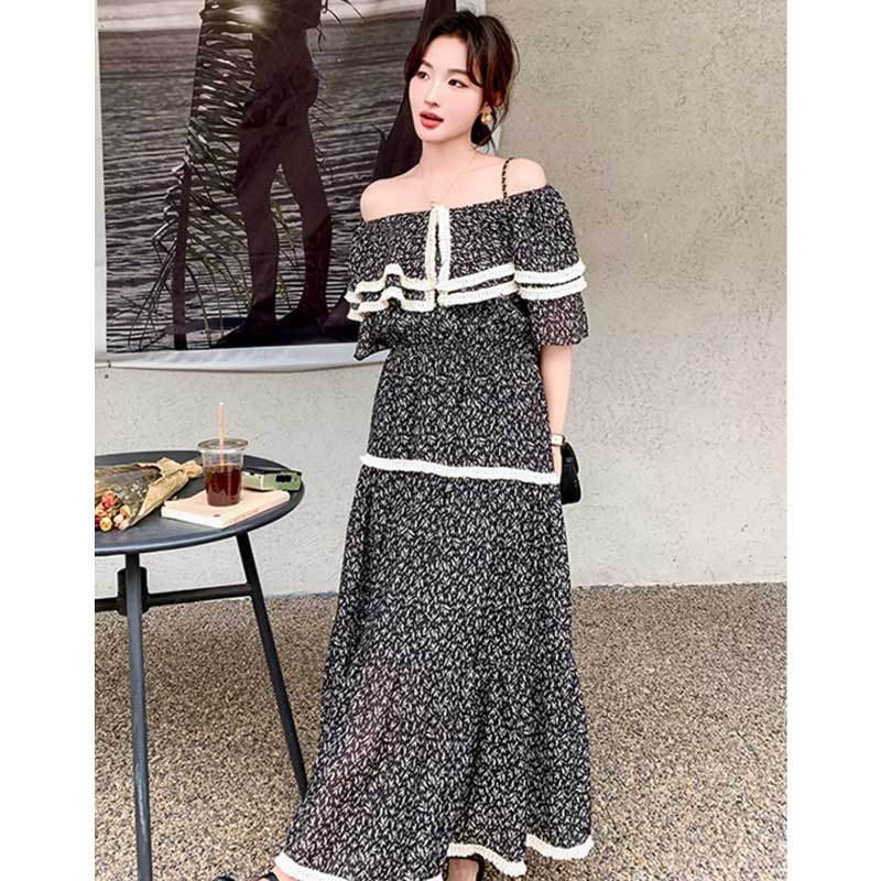 【即納】オフショルダーティアードワンピース