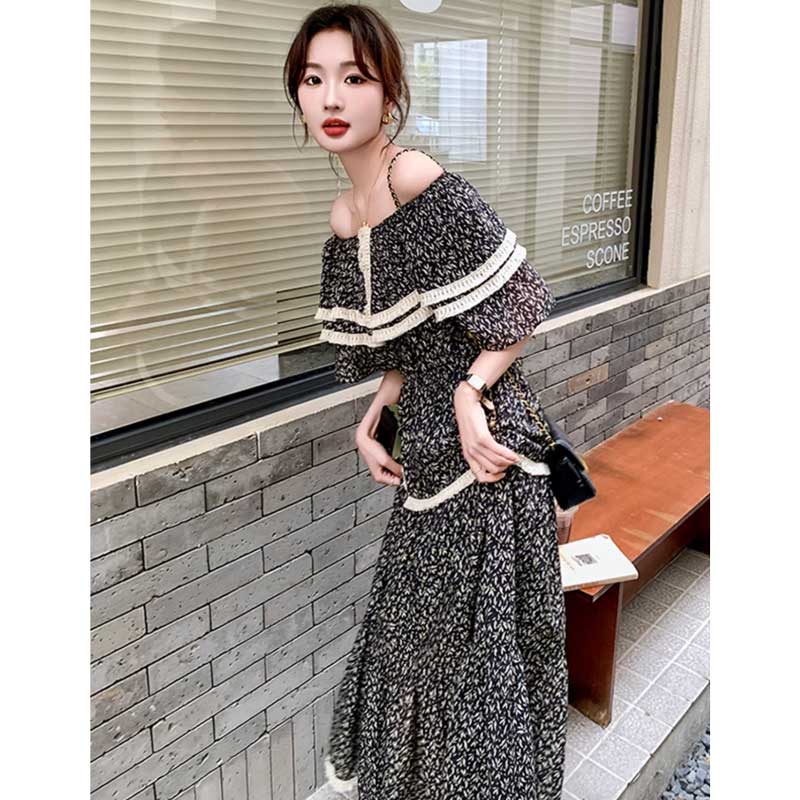 【即納】オフショルダーティアードワンピース