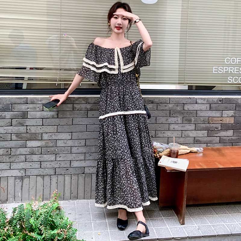 【即納】オフショルダーティアードワンピース