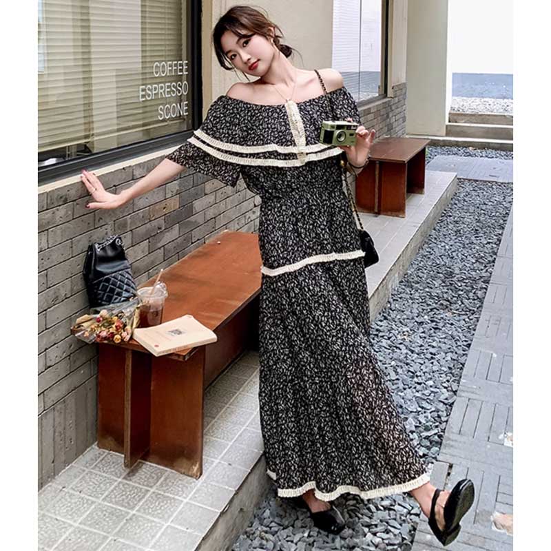 【即納】オフショルダーティアードワンピース