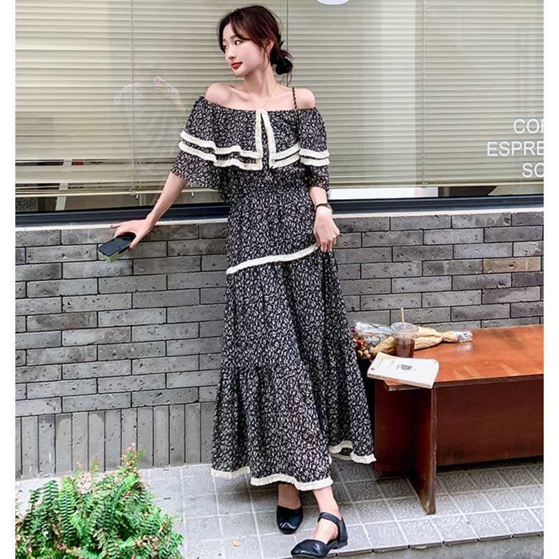 【即納】オフショルダーティアードワンピース