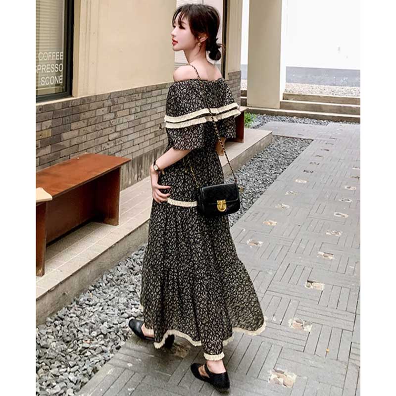 【即納】オフショルダーティアードワンピース