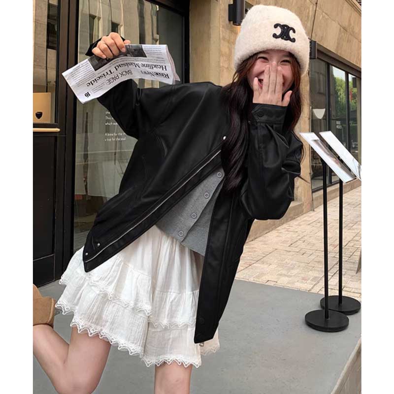 スタンドカラーレザージャケット(2colors)