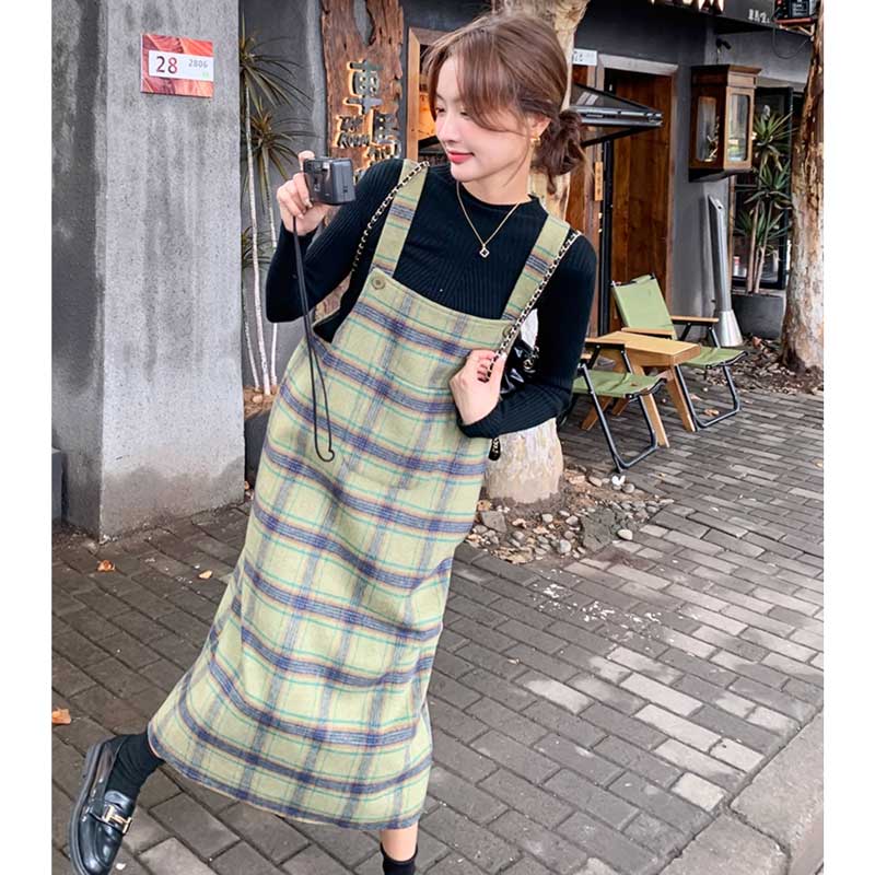 チェックサスペンダーサロペット