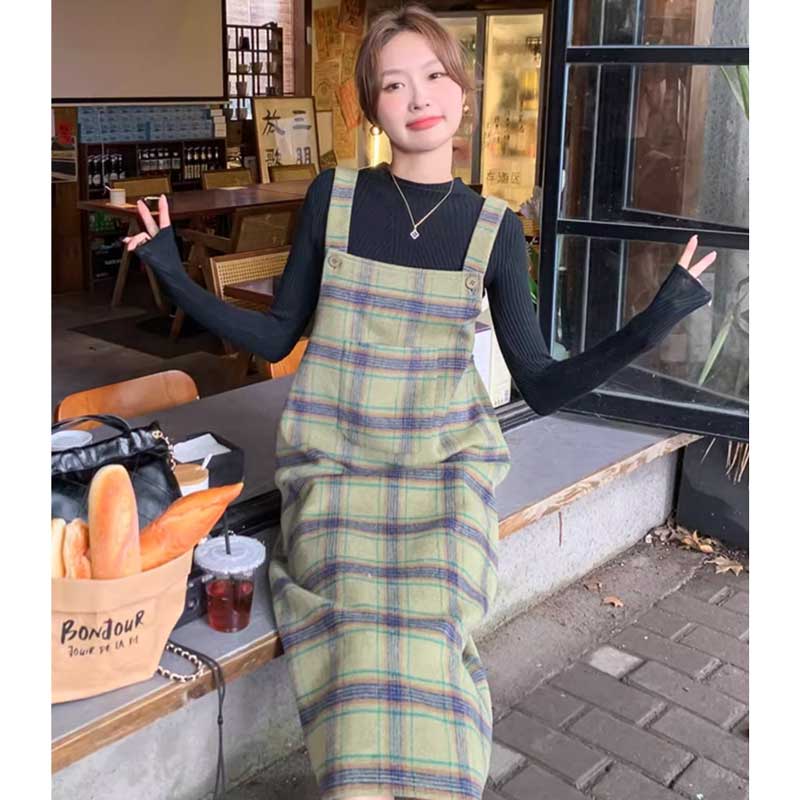 チェックサスペンダーサロペット