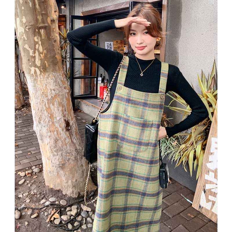 チェックサスペンダーサロペット
