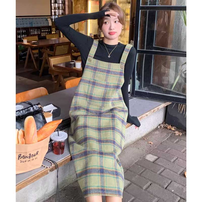 チェックサスペンダーサロペット