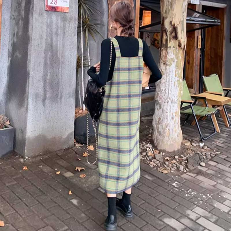 チェックサスペンダーサロペット