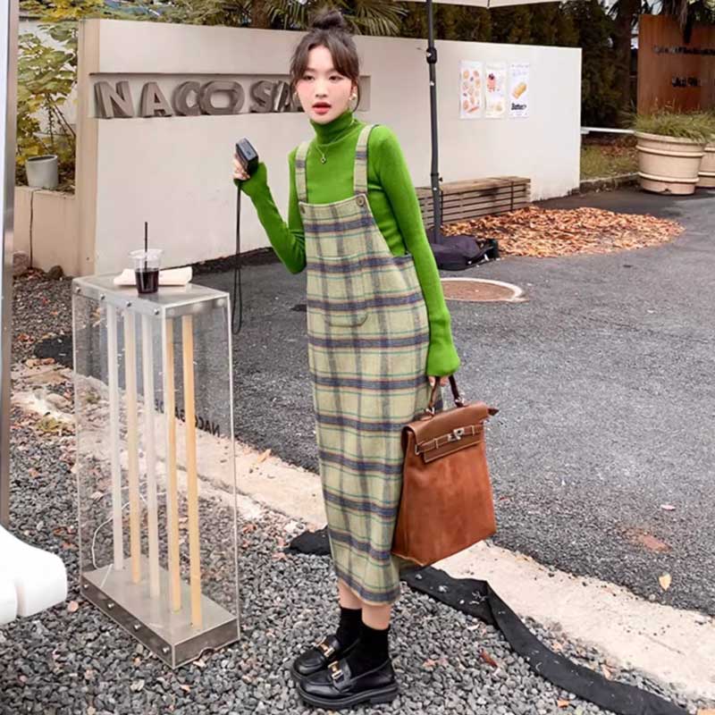 チェックサスペンダーサロペット