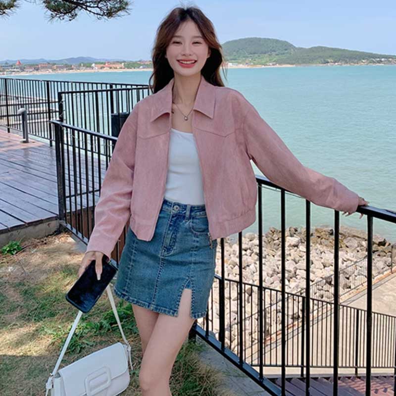 ショート丈スエードジップジャケット