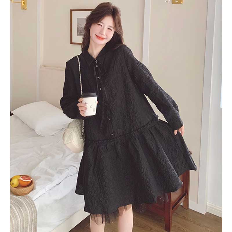 ワッシャーブラックワンピース