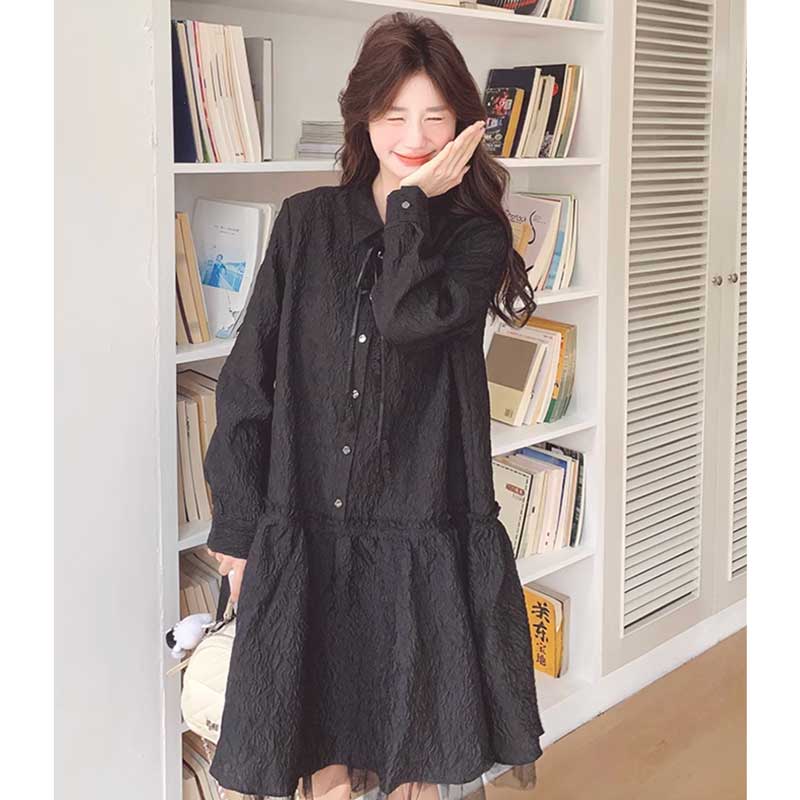 ワッシャーブラックワンピース