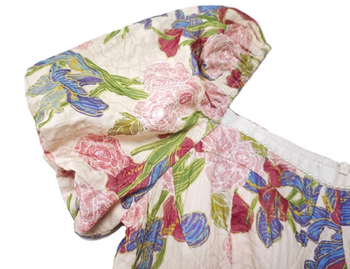 パフスリーブフラワーワンピース