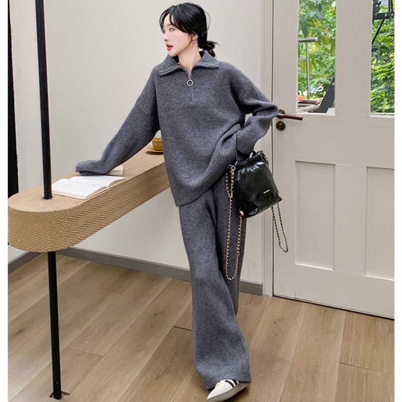 ハーフジップニットセットアップ