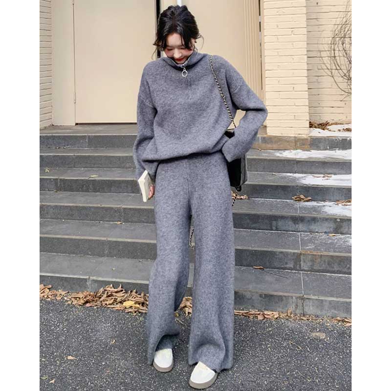 ハーフジップニットセットアップ