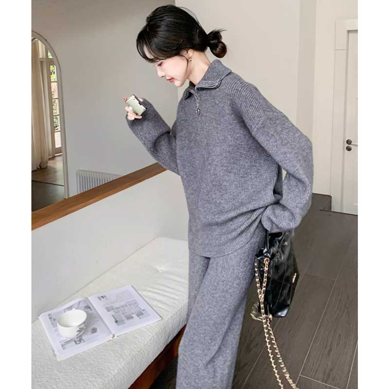 ハーフジップニットセットアップ