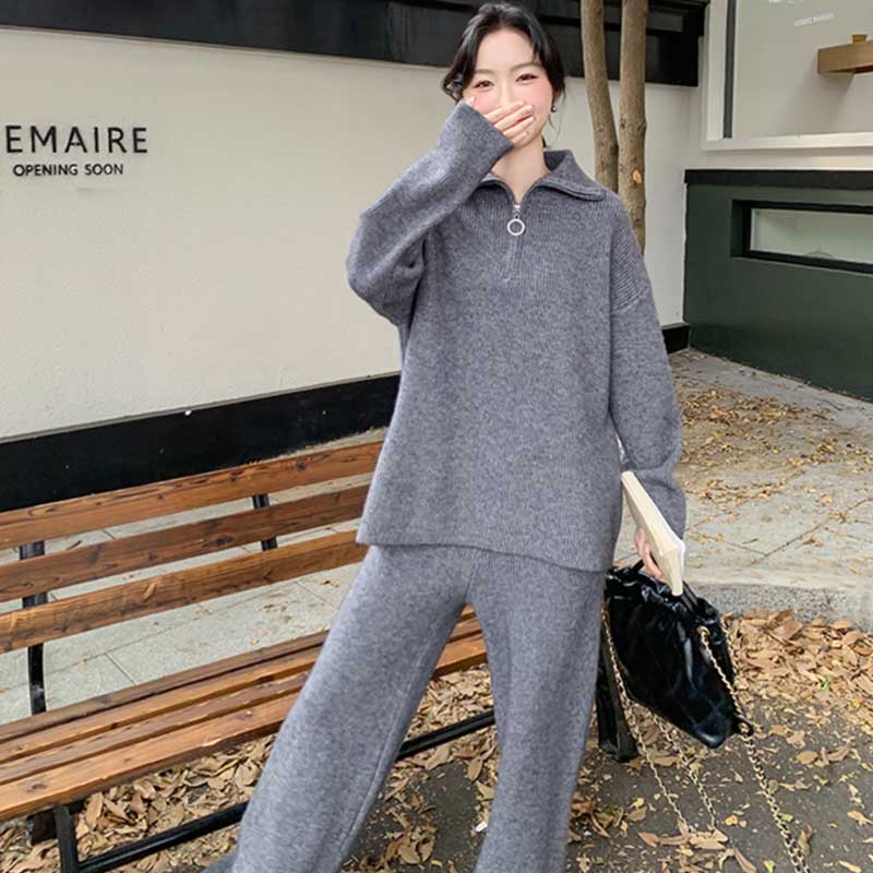 ハーフジップニットセットアップ