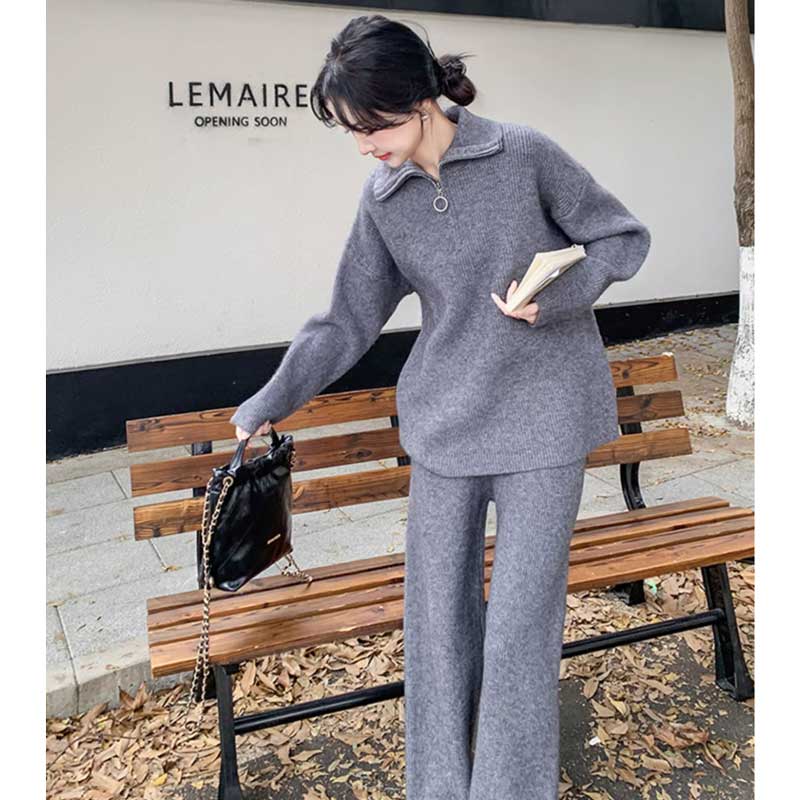 ハーフジップニットセットアップ