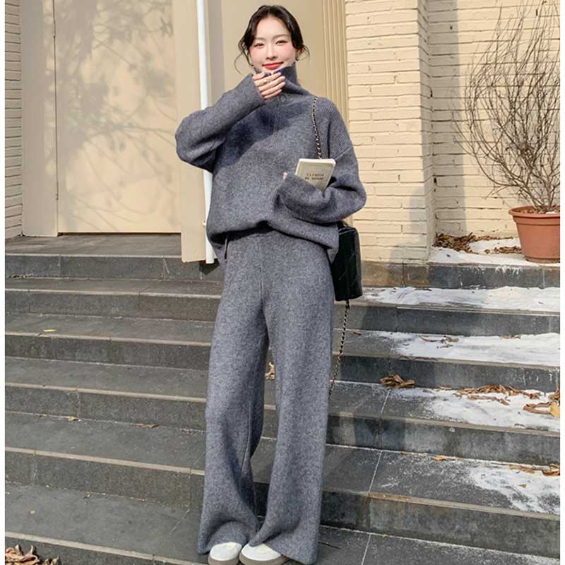 ハーフジップニットセットアップ