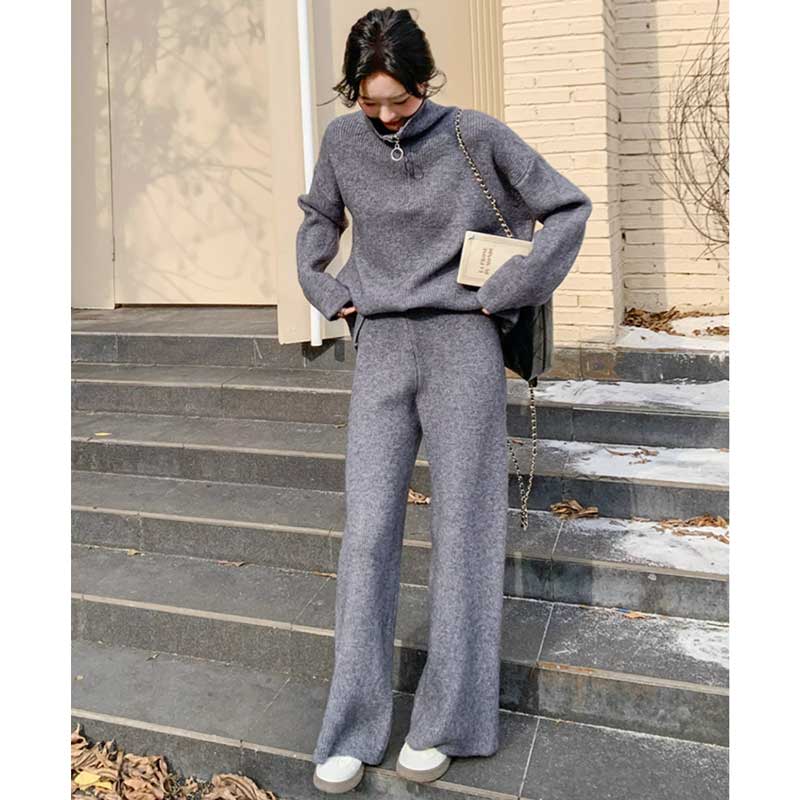 ハーフジップニットセットアップ