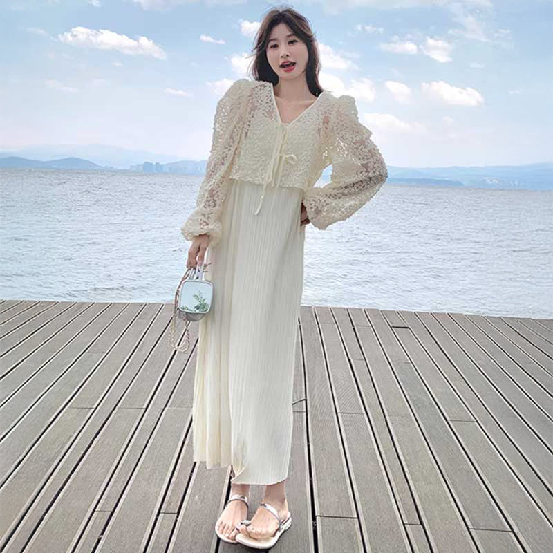 シアーレースボレロ×キャミワンピース