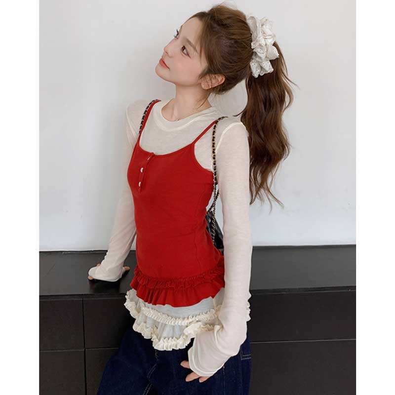 裾フリルレイヤードTシャツ(2colors)