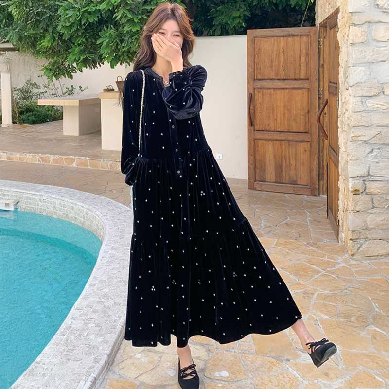 ベロアドットワンピース