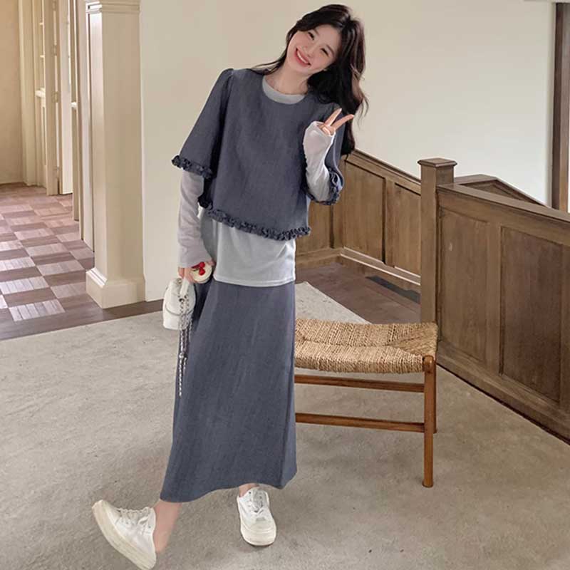 フリルトップス×スカートセットアップ