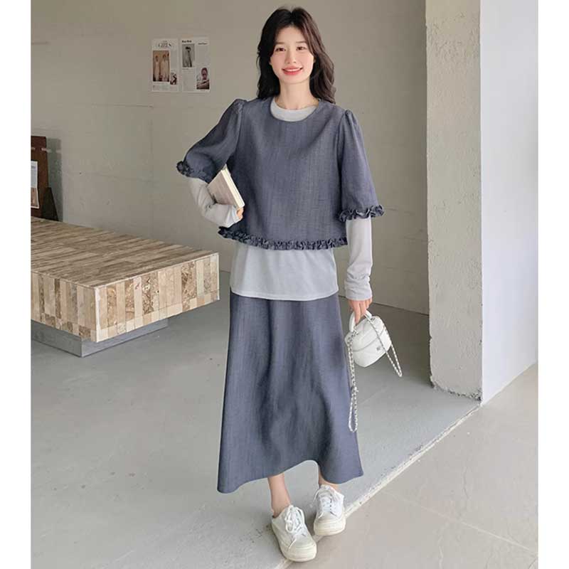 フリルトップス×スカートセットアップ