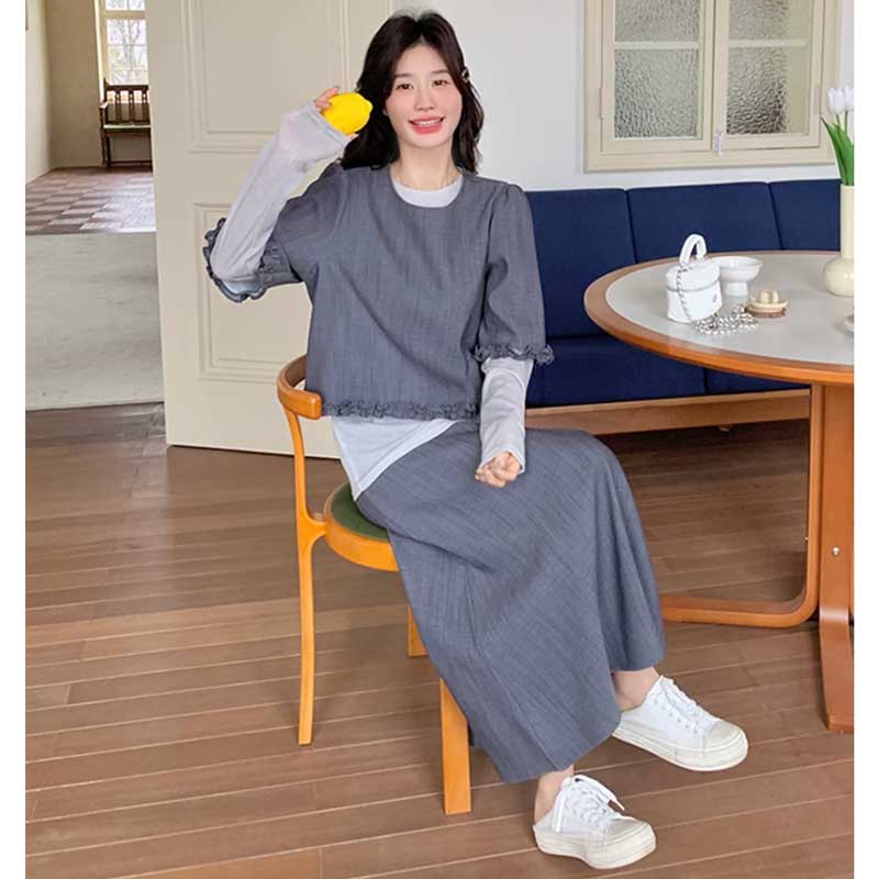 フリルトップス×スカートセットアップ