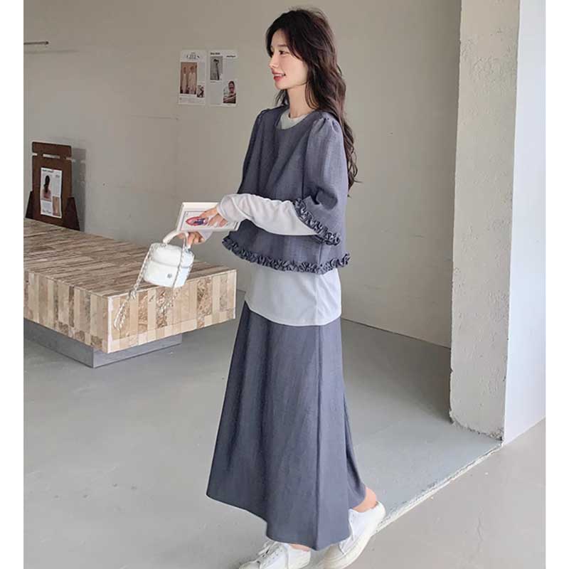 フリルトップス×スカートセットアップ