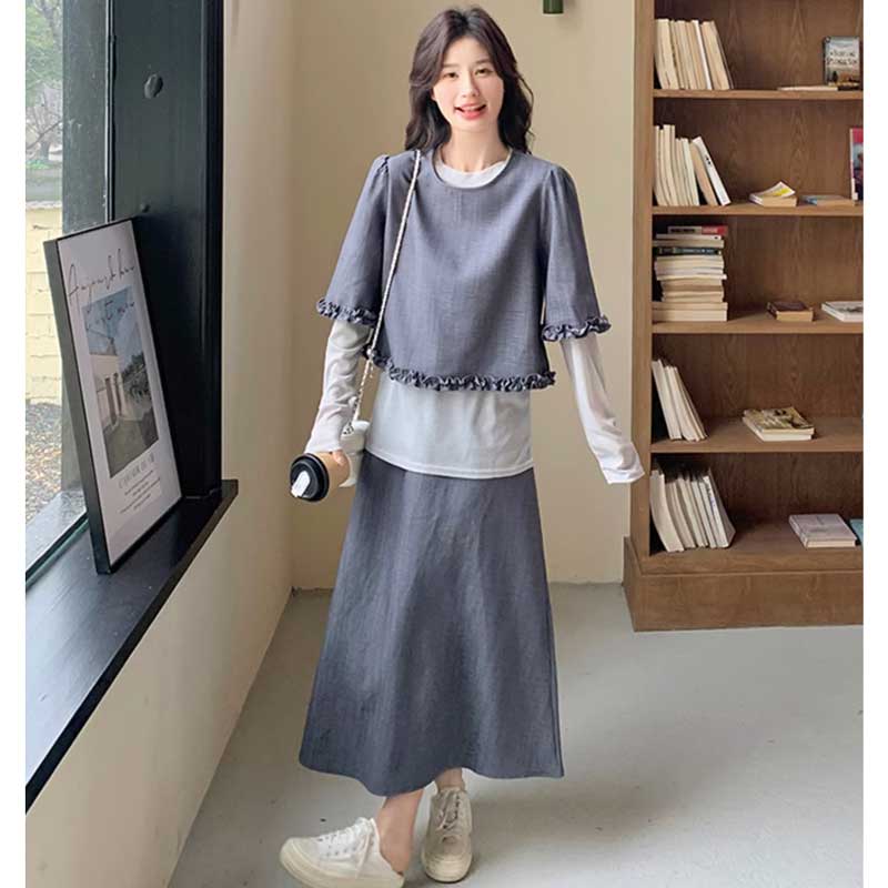 フリルトップス×スカートセットアップ