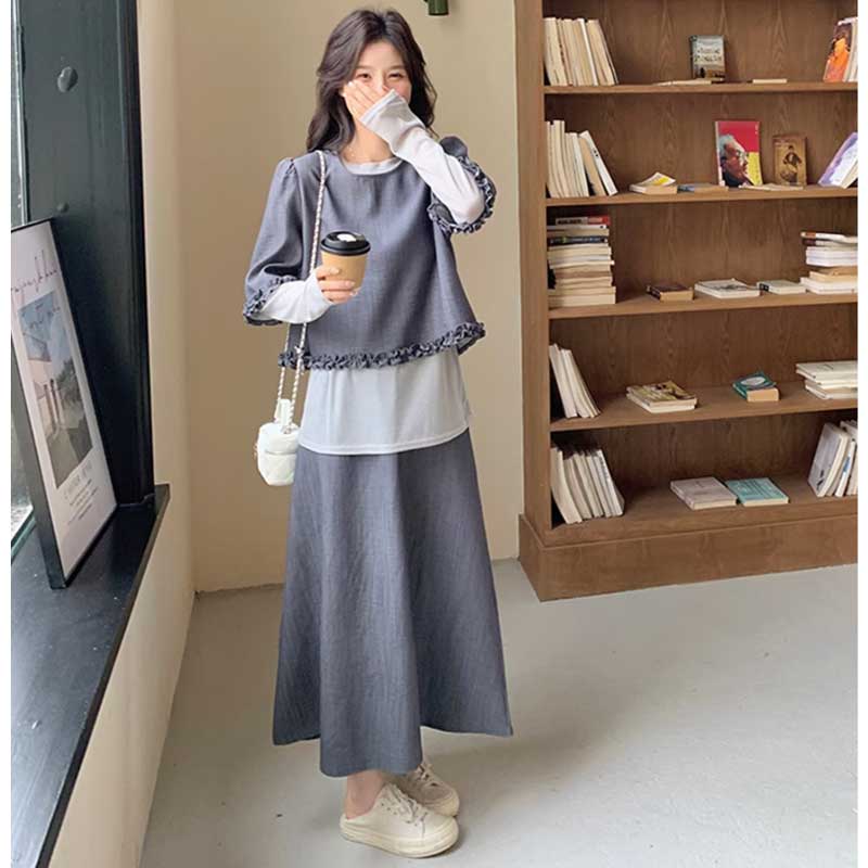 フリルトップス×スカートセットアップ