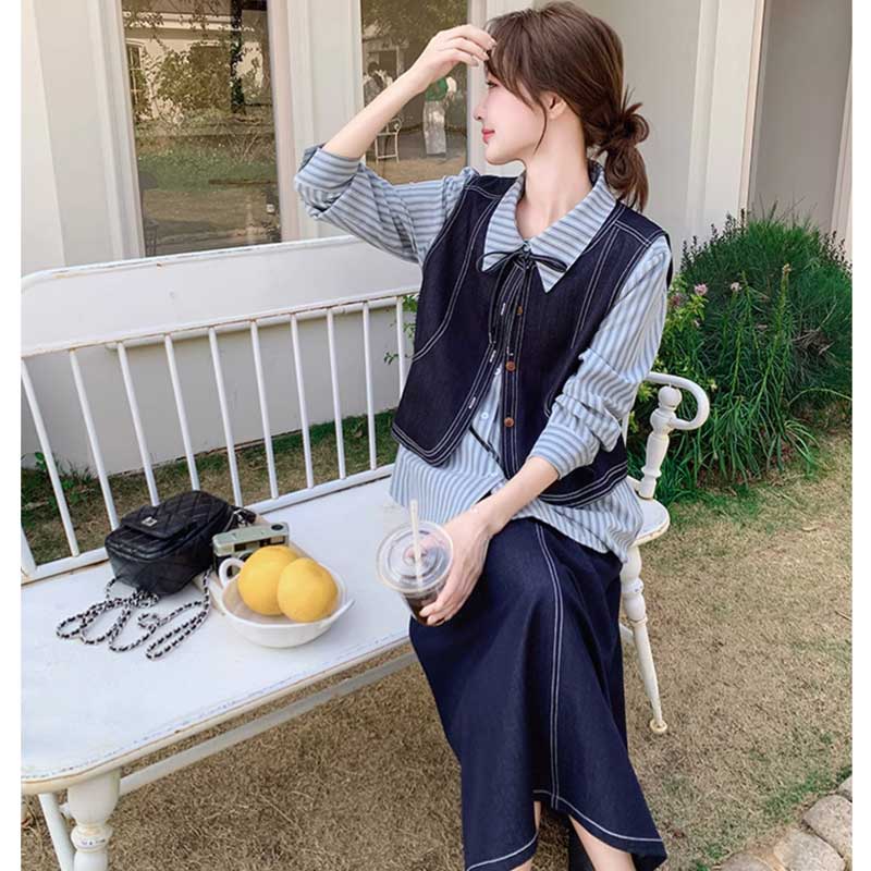 プレッピーデニムスリーピースセット