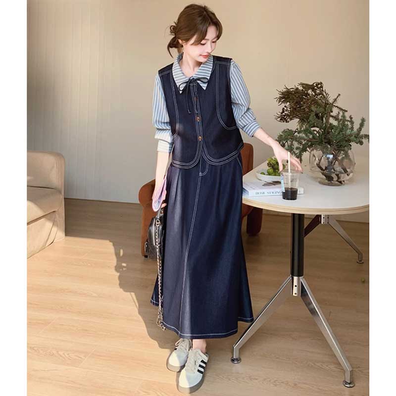 プレッピーデニムスリーピースセット