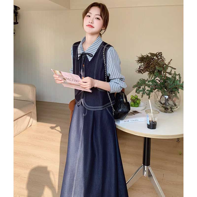 プレッピーデニムスリーピースセット