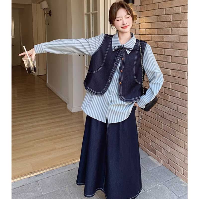 プレッピーデニムスリーピースセット