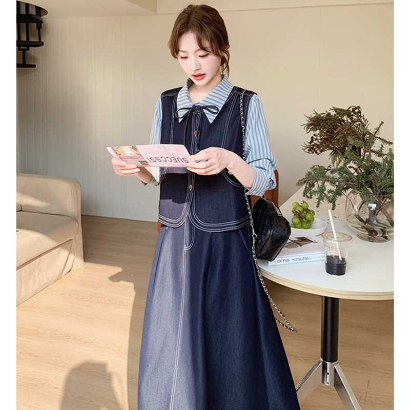 プレッピーデニムスリーピースセット