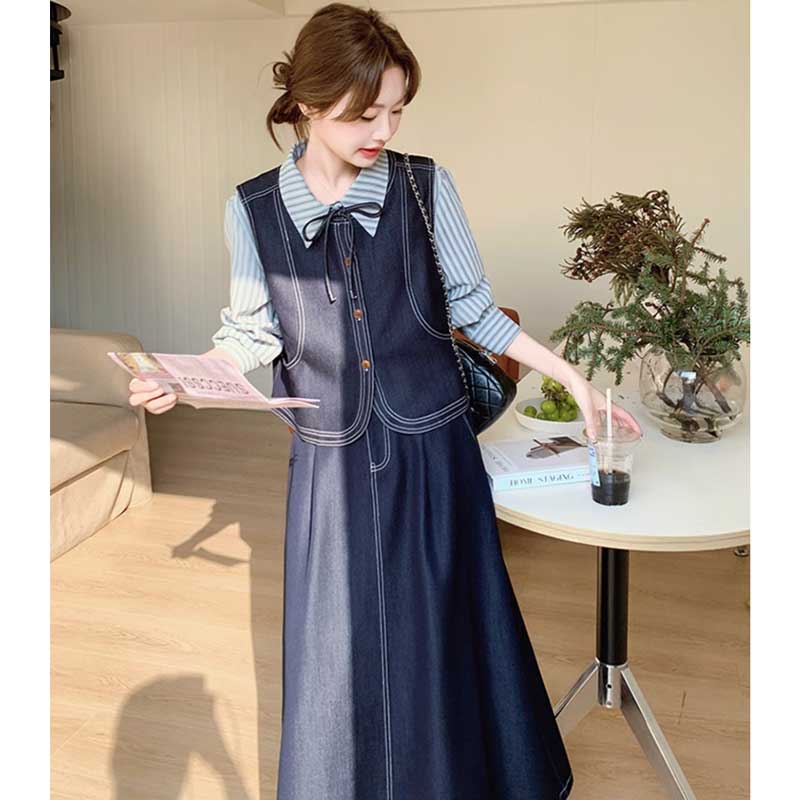 プレッピーデニムスリーピースセット