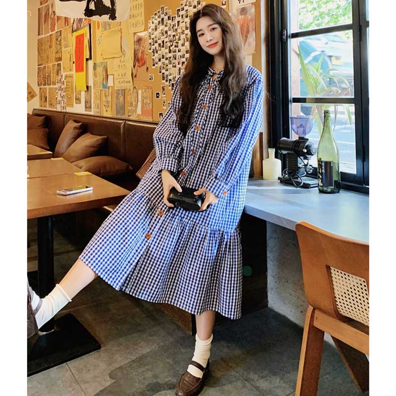 ギンガムスモックワンピース