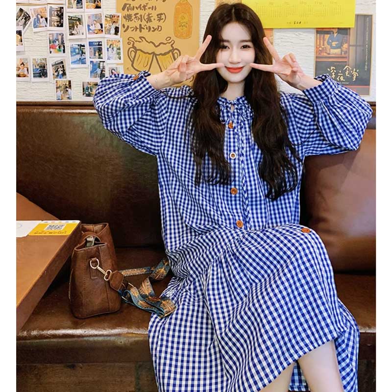 ギンガムスモックワンピース