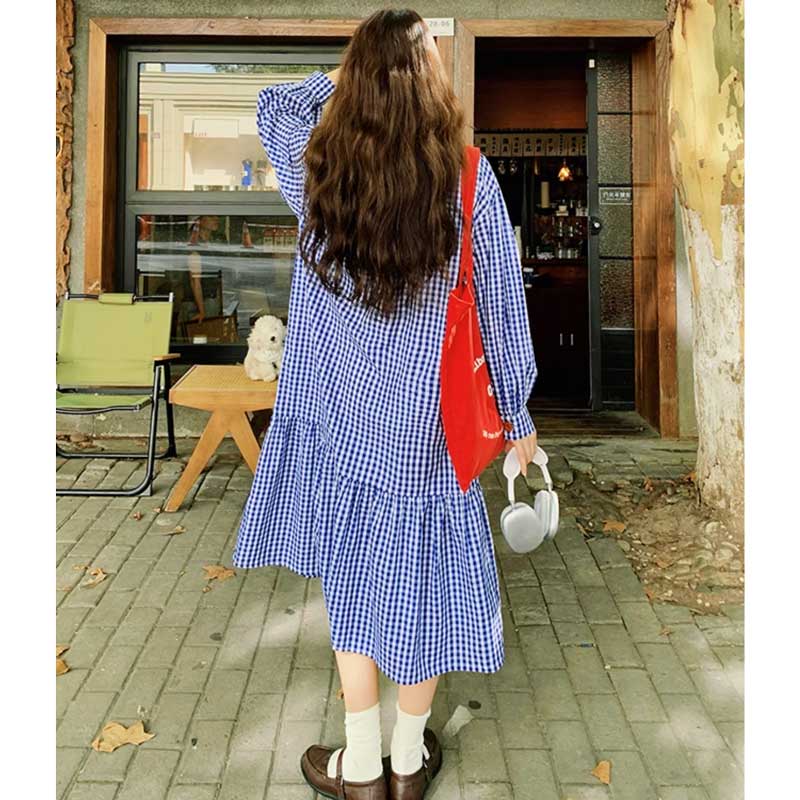 ギンガムスモックワンピース
