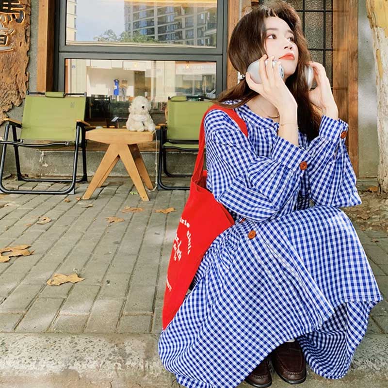 ギンガムスモックワンピース