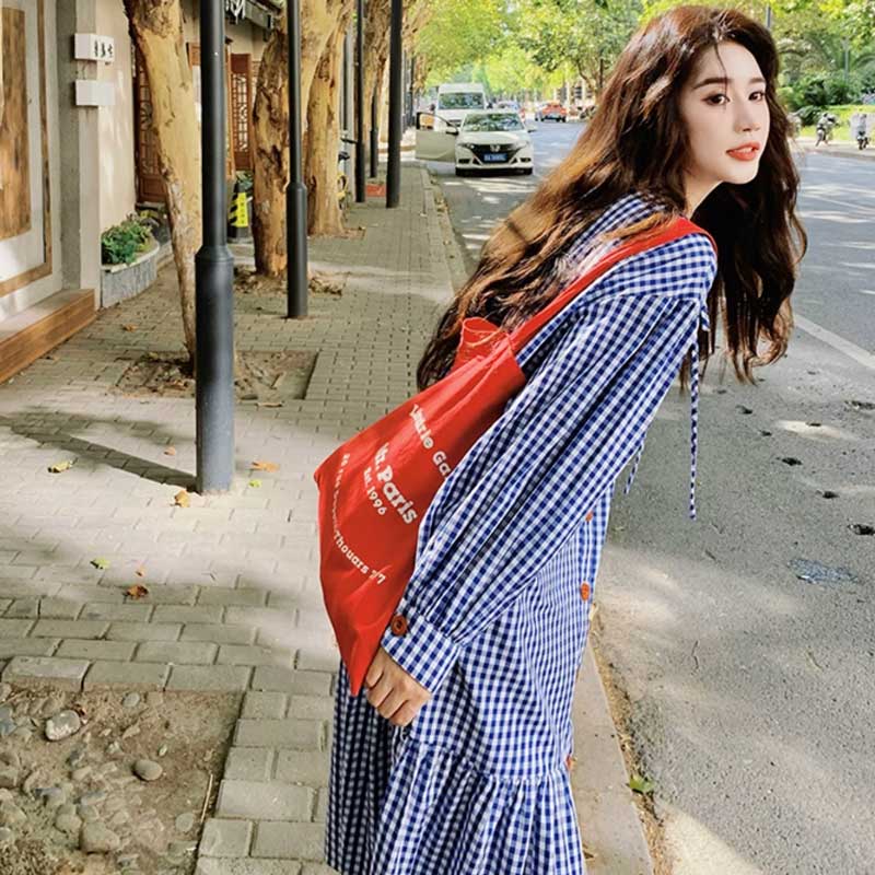 ギンガムスモックワンピース