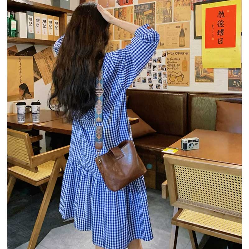 ギンガムスモックワンピース