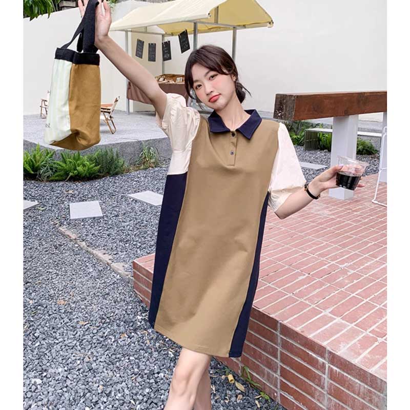 コントラストポロワンピース