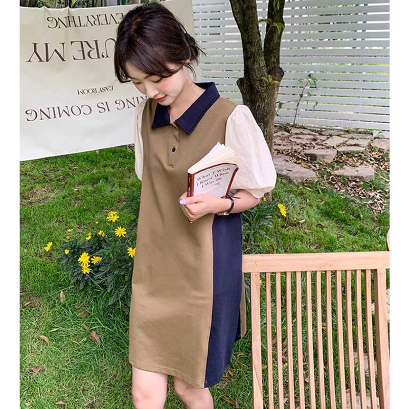 コントラストポロワンピース