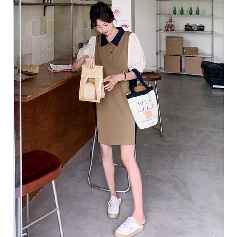 コントラストポロワンピース