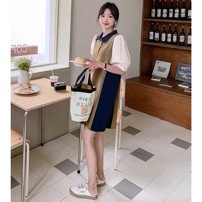 コントラストポロワンピース